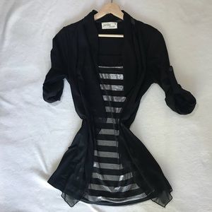 🔆black metallic stripe layer party tunic